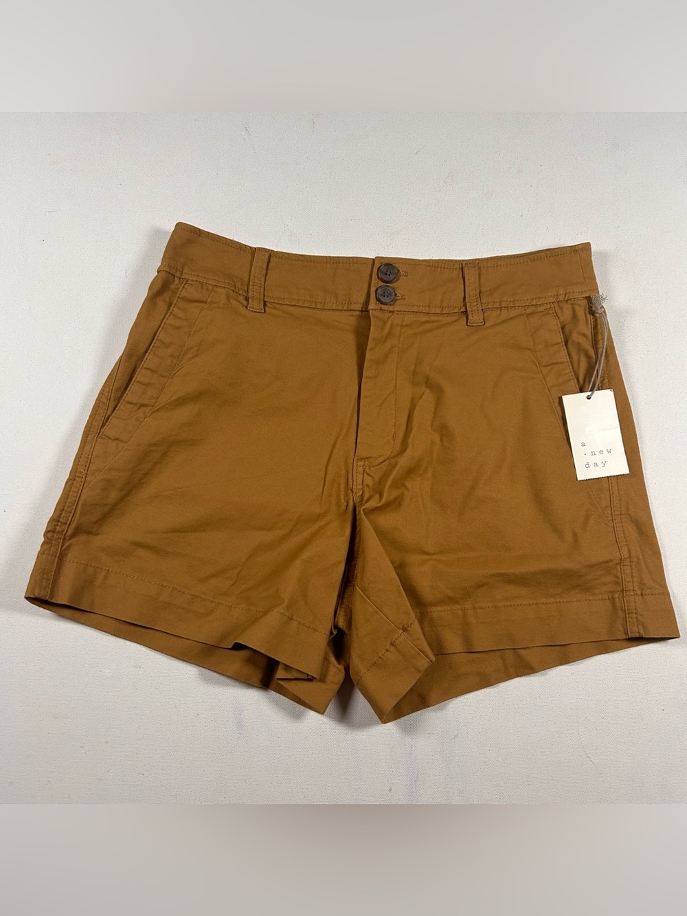 A New Day  Women Stretch Trouser Shorts Size 8 Tan Waist 30” BRAND NEW